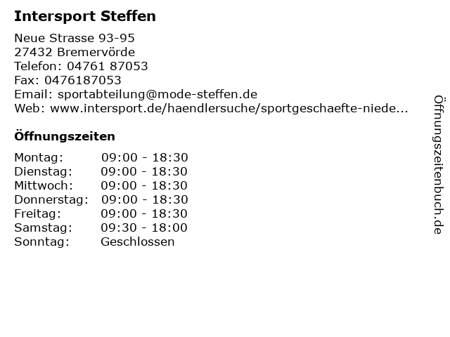 Intersport Steffen in Bremervörde: Adresse und Öffnungszeiten