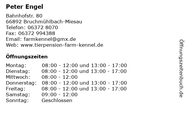 Peter Engel in Bruchmühlbach-Miesau: Adresse und Öffnungszeiten