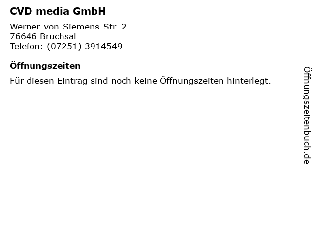 CVD media GmbH in Bruchsal: Adresse und Öffnungszeiten