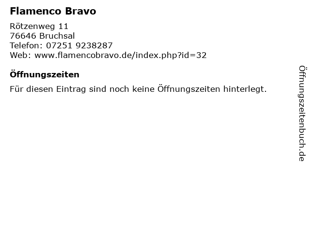 Flamenco Bravo in Bruchsal: Adresse und Öffnungszeiten