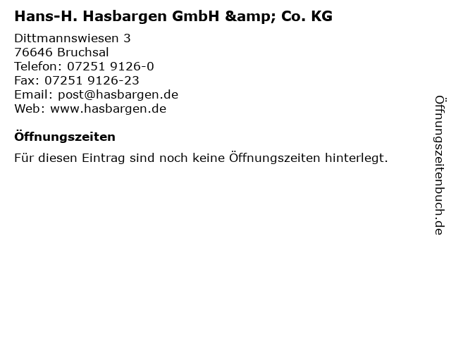 Hans-H. Hasbargen GmbH & Co. KG in Bruchsal: Adresse und Öffnungszeiten