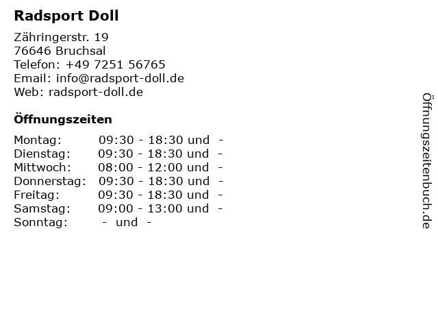 Radsport Doll in Bruchsal: Adresse und Öffnungszeiten