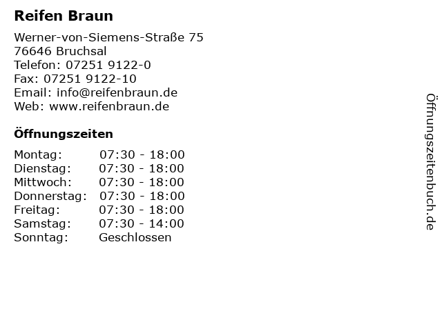 Reifen Braun in Bruchsal: Adresse und Öffnungszeiten