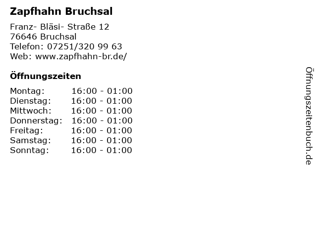 Zapfhahn Bruchsal in Bruchsal: Adresse und Öffnungszeiten