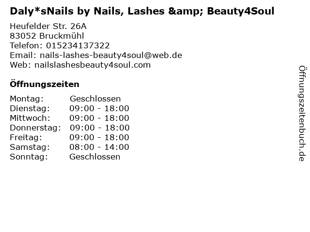 Daly*sNails by Nails, Lashes & Beauty4Soul in Bruckmühl: Adresse und Öffnungszeiten