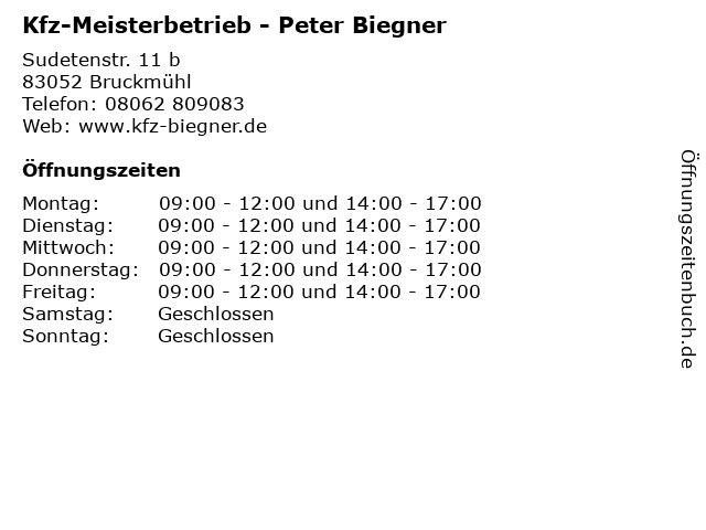 Kfz-Meisterbetrieb - Peter Biegner in Bruckmühl: Adresse und Öffnungszeiten