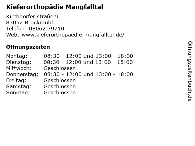Kieferorthopädie Mangfalltal in Bruckmühl: Adresse und Öffnungszeiten