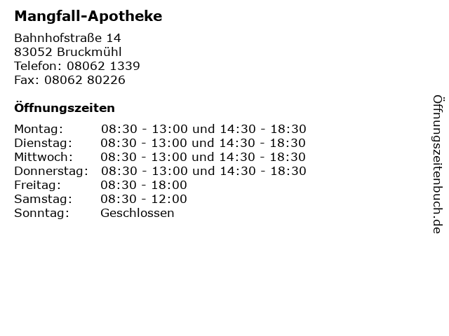 Mangfall-Apotheke in Bruckmühl: Adresse und Öffnungszeiten