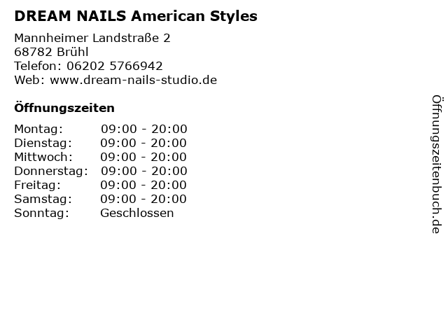 DREAM NAILS American Styles in Brühl: Adresse und Öffnungszeiten