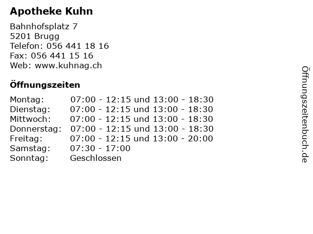 Apotheke Kuhn in Brugg: Adresse und Öffnungszeiten
