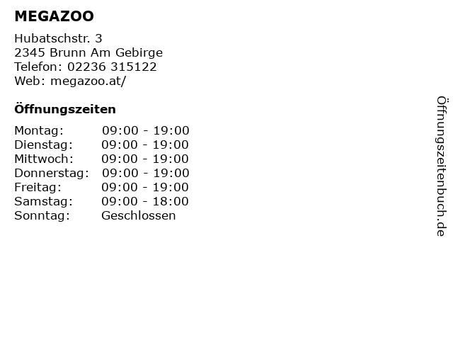 MEGAZOO in Brunn Am Gebirge: Adresse und Öffnungszeiten