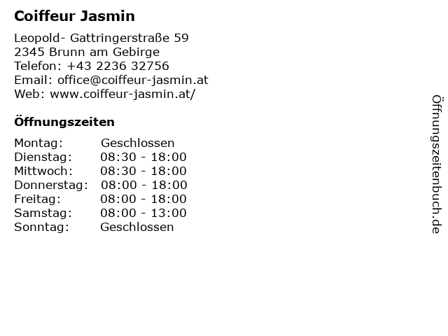 Coiffeur Jasmin in Brunn am Gebirge: Adresse und Öffnungszeiten