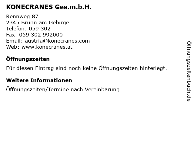 KONECRANES Ges.m.b.H. in Brunn am Gebirge: Adresse und Öffnungszeiten