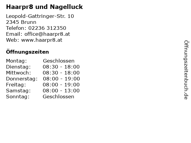 Haarpr8 und Nagelluck in Brunn: Adresse und Öffnungszeiten
