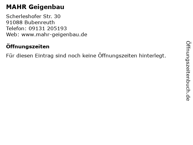 MAHR Geigenbau in Bubenreuth: Adresse und Öffnungszeiten