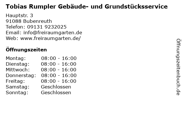 Tobias Rumpler Gebäude- und Grundstücksservice in Bubenreuth: Adresse und Öffnungszeiten