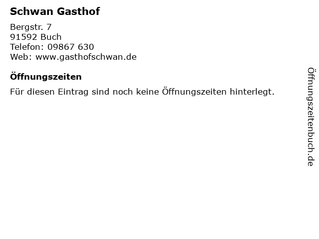 Schwan Gasthof in Buch: Adresse und Öffnungszeiten