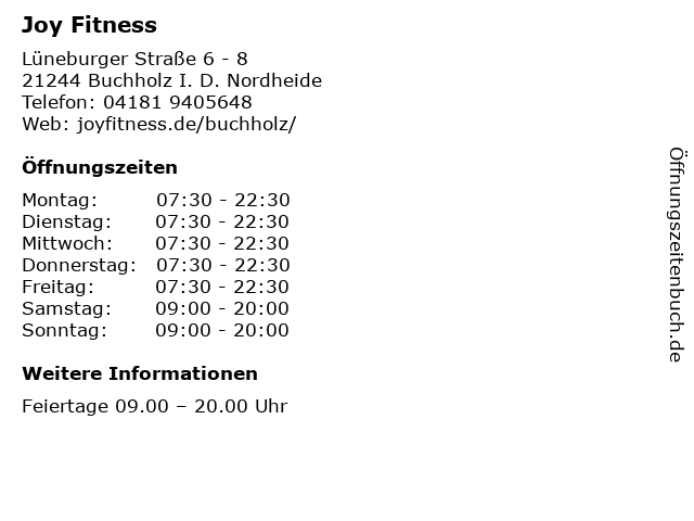 Joy Fitness in Buchholz I. D. Nordheide: Adresse und Öffnungszeiten