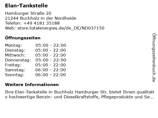 Elan-Tankstelle in Buchholz in der Nordheide: Adresse und Öffnungszeiten