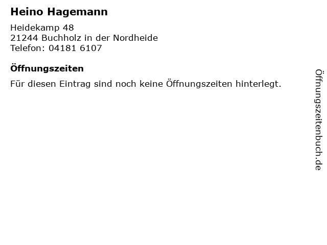Heino Hagemann in Buchholz in der Nordheide: Adresse und Öffnungszeiten