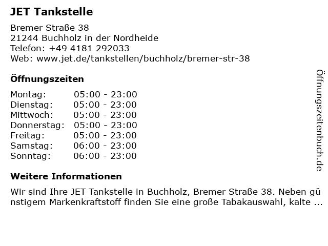 JET Tankstelle in Buchholz in der Nordheide: Adresse und Öffnungszeiten