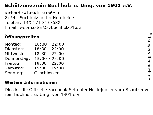 Schützenverein Buchholz u. Umg. von 1901 e.V. in Buchholz in der Nordheide: Adresse und Öffnungszeiten