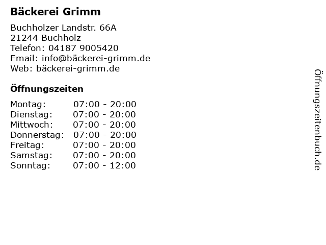 Bäckerei Grimm in Buchholz: Adresse und Öffnungszeiten