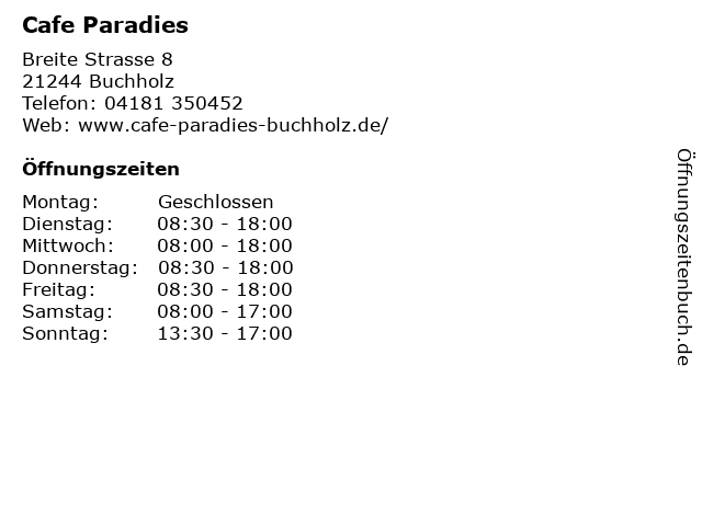 Cafe Paradies in Buchholz: Adresse und Öffnungszeiten