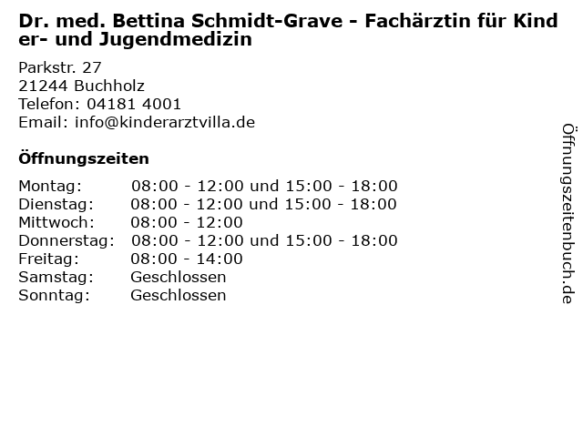 Dr. med. Bettina Schmidt-Grave - Fachärztin für Kinder- und Jugendmedizin in Buchholz: Adresse und Öffnungszeiten