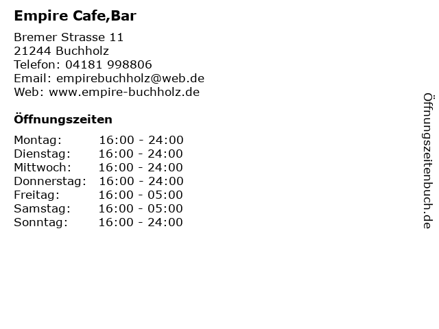 Empire Cafe,Bar in Buchholz: Adresse und Öffnungszeiten
