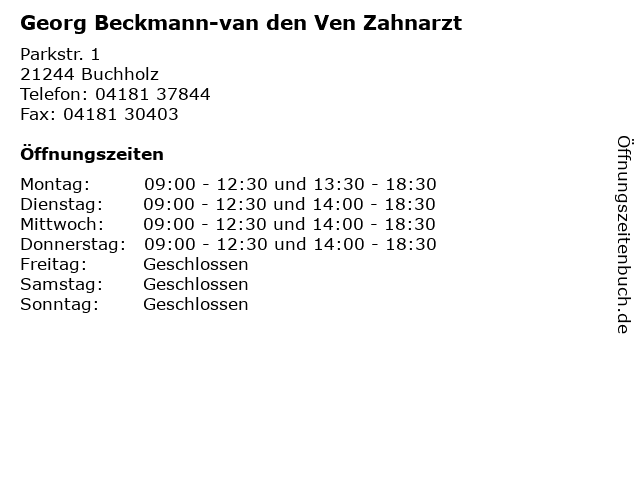 Georg Beckmann-van den Ven Zahnarzt in Buchholz: Adresse und Öffnungszeiten