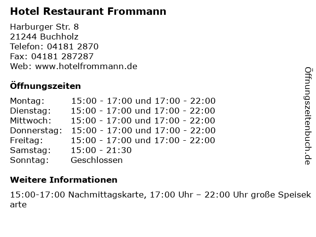 Hotel Restaurant Frommann in Buchholz: Adresse und Öffnungszeiten