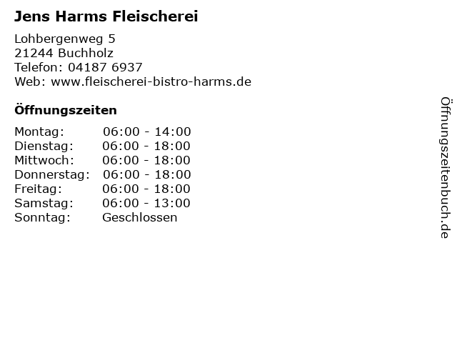 Jens Harms Fleischerei in Buchholz: Adresse und Öffnungszeiten