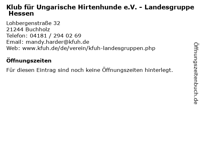 Klub für Ungarische Hirtenhunde e.V. - Landesgruppe Hessen in Buchholz: Adresse und Öffnungszeiten