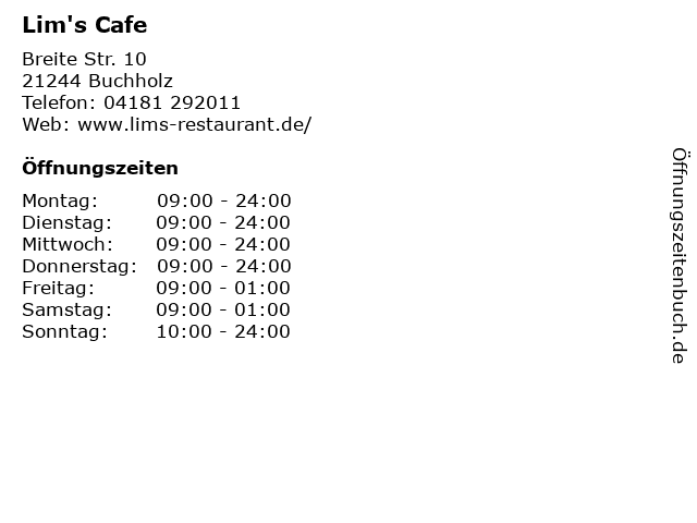 Lim's Cafe in Buchholz: Adresse und Öffnungszeiten