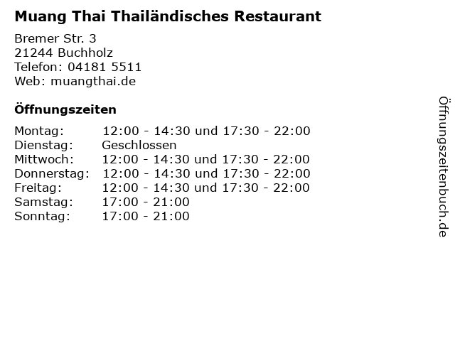 Muang Thai Thailändisches Restaurant in Buchholz: Adresse und Öffnungszeiten
