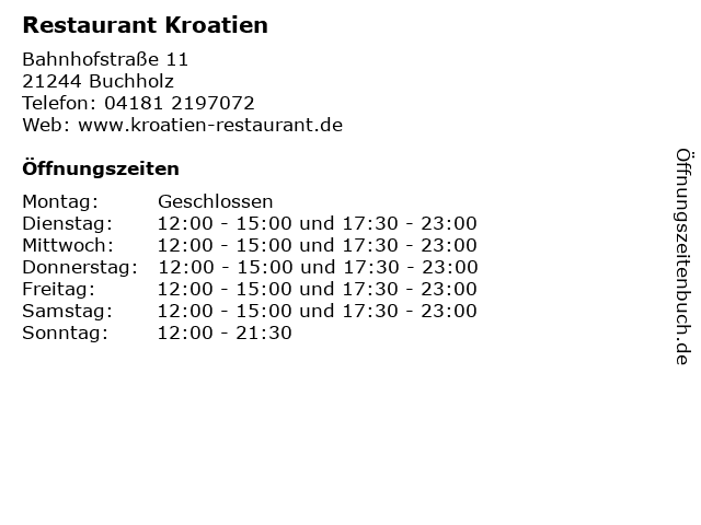 Restaurant Kroatien in Buchholz: Adresse und Öffnungszeiten