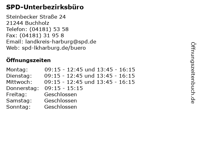 SPD-Unterbezirksbüro in Buchholz: Adresse und Öffnungszeiten