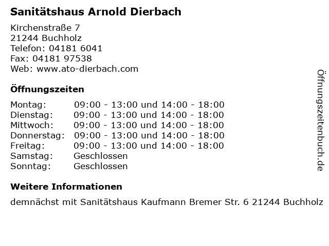 Sanitätshaus Arnold Dierbach in Buchholz: Adresse und Öffnungszeiten