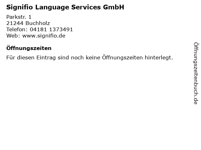 Signifio Language Services GmbH in Buchholz: Adresse und Öffnungszeiten