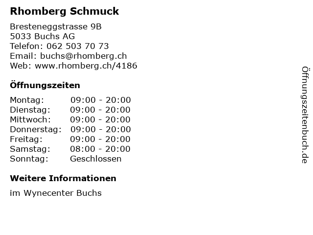 Rhomberg Schmuck in Buchs AG: Adresse und Öffnungszeiten