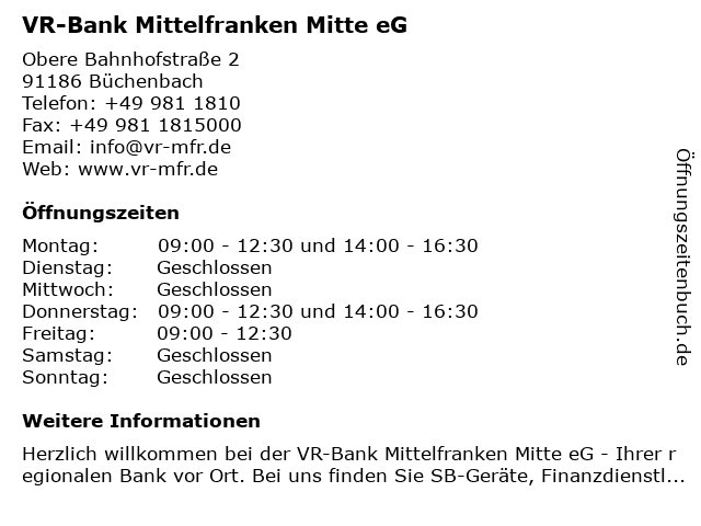 ᐅ Offnungszeiten Raiffeisenbank Roth Schwabach Eg