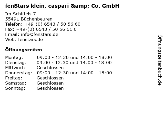 fenStars klein, caspari & Co. GmbH in Büchenbeuren: Adresse und Öffnungszeiten