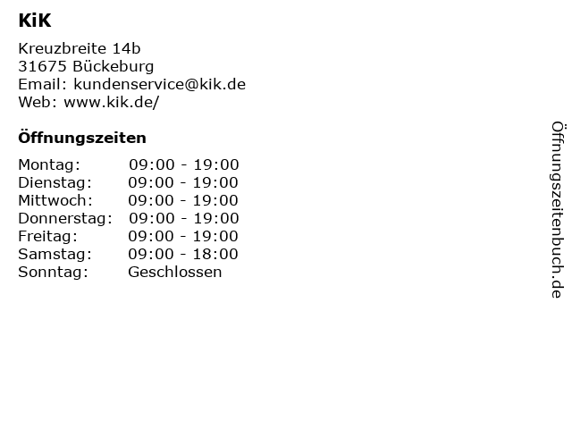 KiK in Bückeburg: Adresse und Öffnungszeiten