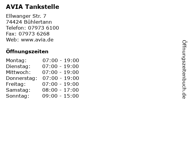 AVIA Tankstelle in Bühlertann: Adresse und Öffnungszeiten