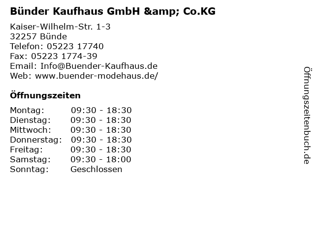 Bünder Kaufhaus GmbH & Co.KG in Bünde: Adresse und Öffnungszeiten