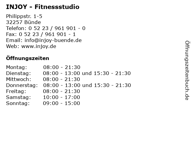 INJOY - Fitnessstudio in Bünde: Adresse und Öffnungszeiten
