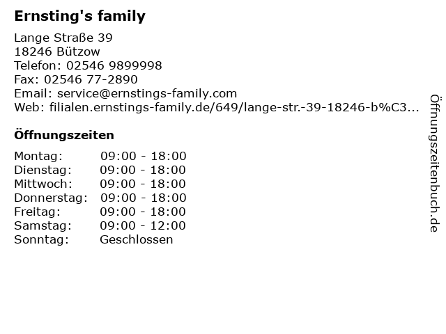 Ernsting's family in Bützow: Adresse und Öffnungszeiten