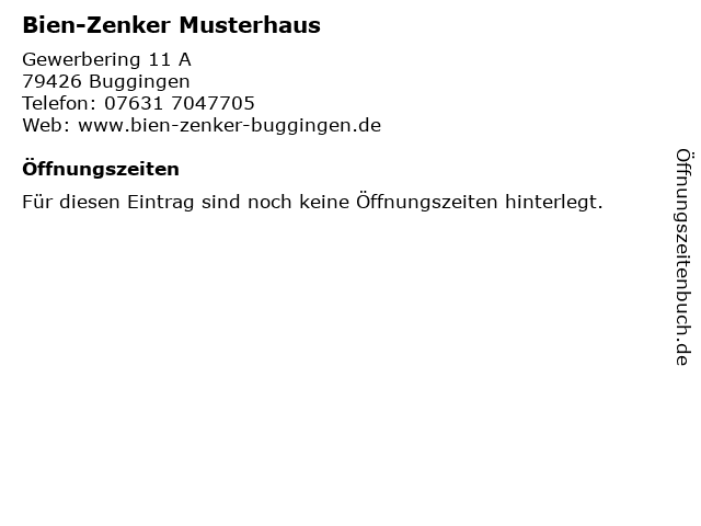 Bien-Zenker Musterhaus in Buggingen: Adresse und Öffnungszeiten