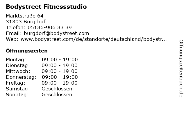 Bodystreet Fitnessstudio in Burgdorf: Adresse und Öffnungszeiten